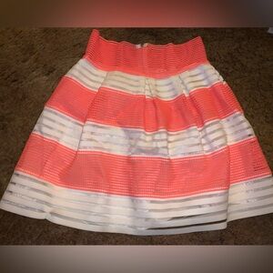 Miami Vibrant Coral and Cream A-Line Skirt